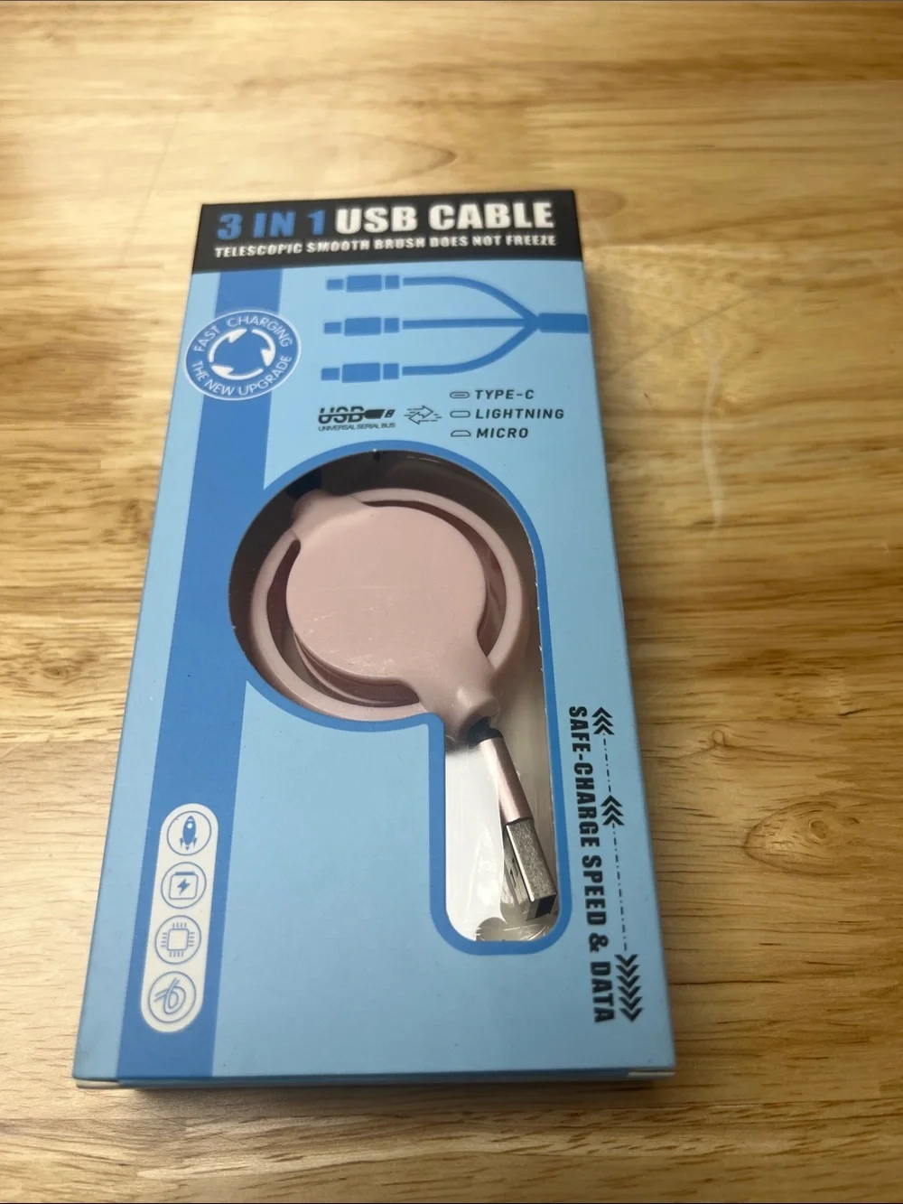 3-in-1 Retractable USB Charging Cable - Pink